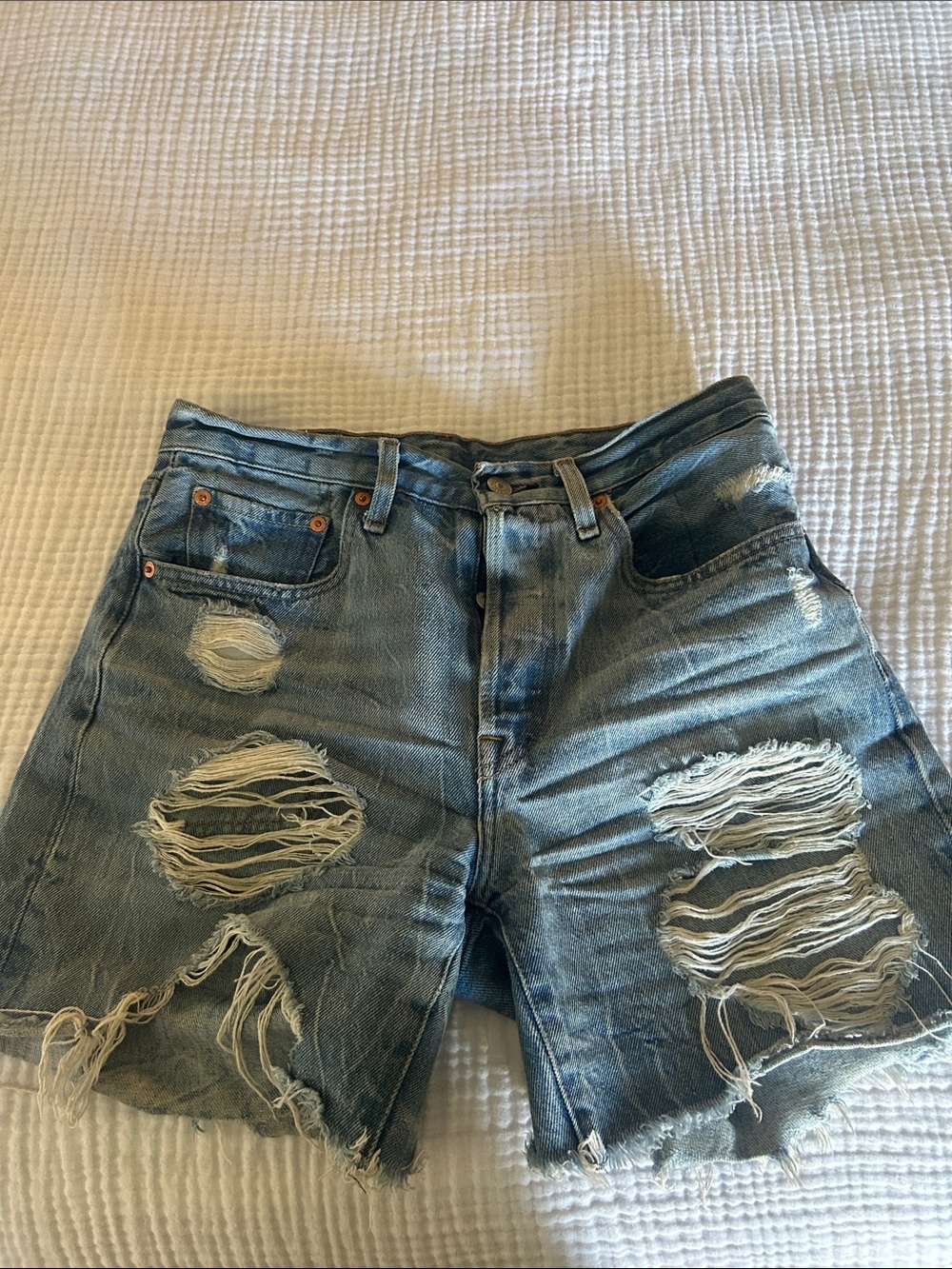 Women’s  Distressed Light Blue Denim Jean Shorts